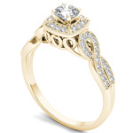 Sparkling Yaffie Gold Halo Diamond Engagement Ring with 1/2ct Total Diamond Weight