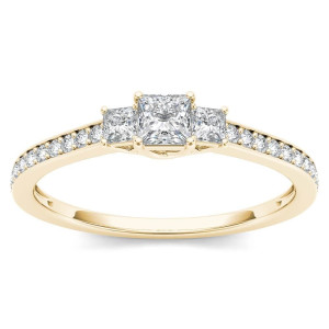 Golden Yaffie with 0.5ct Trio of Diamonds - Celebrating Three Years Together
