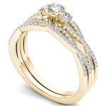 Golden Yaffie Three-Stone Diamond Anniversary Ring – 1/2ct TDW with Single Band