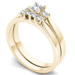 Golden Yaffie Trio of Diamonds 1/2ct Adorned on an Engagement Ring with a Complementary Band