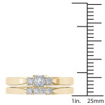 Golden Yaffie Trio of Diamonds 1/2ct Adorned on an Engagement Ring with a Complementary Band