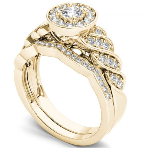 Golden Halo Bridal Set with 1/2ct TDW by Yaffie