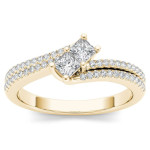 Engagement Ring - Dazzling Yaffie Gold Two-Stone Diamond, 1/2ct Total Diamond Weight