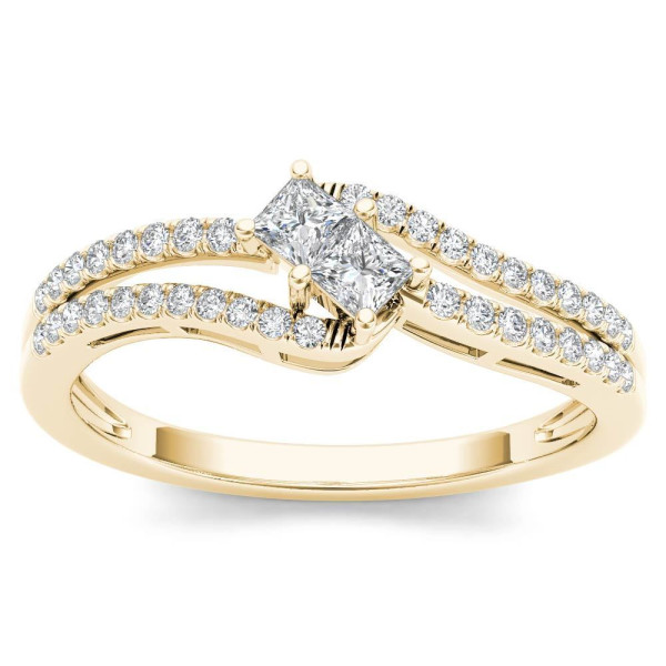 Sparkling Yaffie 1/3ct TDW Double Diamond Engagement Ring