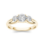 Sparkling Yaffie Gold Diamond Ring with 1 Carat Total Diamond Weight and Three Stone Design