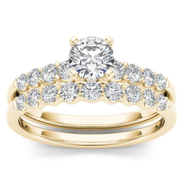 Classic Engagement Set: Yaffie Gold, 1ct TDW Diamond with Band.