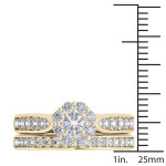 Radiant Romance: Yaffie Gold Diamond Double Halo Bridal Ring Set (1ct TDW)