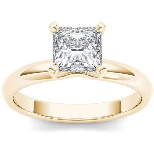1ct TDW Diamond Princess Cut Solitaire Engagement Ring in Yaffie Gold