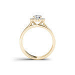 Sparkling Yaffie Gold Diamond Halo Engagement Ring – 1ct TDW & Classic Scalloped Design.