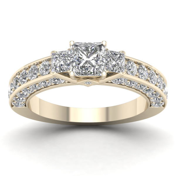 Yaffie Royal Promise: 2 2/5ct TDW Diamond Princess-cut Engagement Ring in Gold