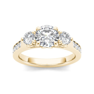Celebrate with Elegance: Yaffie Gold 2ct TDW Diamond Three-Stone Anniversary Ring
