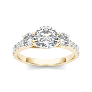 Celebrate Your Love with 2 Carats of Diamonds in Yaffie Gold Three-Stone Anniversary Ring