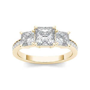Celebrate with Elegance: Yaffie Gold 2ct TDW Diamond Three-Stone Anniversary Ring