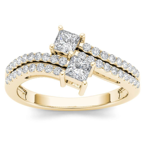 Yaffie Gold Two-Stone Diamond Engagement Ring - Sparkle with 3/4ct TDW