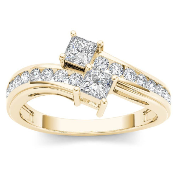 Yaffie Gold Two-Stone Diamond Engagement Ring - Sparkle with 3/4ct TDW