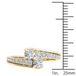 Yaffie Gold Two-Stone Diamond Engagement Ring, 5/8ct Total Diamond Weight