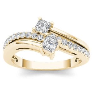 Two-Stone Diamond Engagement Ring in Yaffie Gold, 5/8 ct Total Diamond Weight