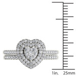 Heart Shaped Halo Bridal Set with Yaffie 1ct Total Diamond Weight Cluster