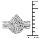 Sparkling Yaffie Bridal Set with Pear-Shaped 1ct TDW Cluster Halo