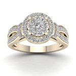 Sparkling Yaffie Diamond Halo Engagement Ring with 3/4ct TDW