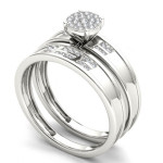 Yaffie Sparkling Diamond Cluster Engagement Ring Set in S925 Sterling Silver