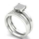 Sparkling Yaffie Sterling Silver Diamond Cluster Engagement Ring with 1/5 ct TDW