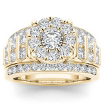Gold 2ct TDW Engagement Ring with Diamond Halo by Yaffie De Cour