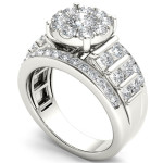Golden Yaffie De Cour Engagement Ring with Pave Diamond Halo, 2ct TDW