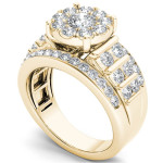 Gold 2ct TDW Engagement Ring with Diamond Halo by Yaffie De Cour