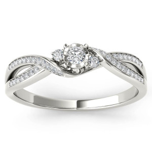 Dazzling Yaffie White Gold Diamond Engagement Ring with an Intricate Criss-Cross Design and 1/6ct TDW