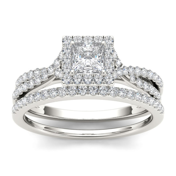 1ct TDW Princess-cut Diamond Engagement Ring Set in Elegant White Gold by Yaffie