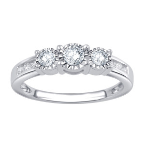 White Gold 1/2ct TDW 3-stone Diamond Ring - Custom Made By Yaffie™