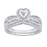 Heart-Shaped Yaffie Bridal Set: 1/4ct TDW White Diamonds in White Gold