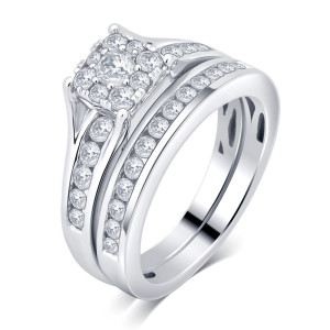 1ct TDW Diamond Bridal Set Ring in Yaffie White Gold