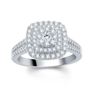 Yaffie 1 Carat TDW Diamond Halo Engagement Ring in White Gold