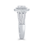 White Gold Halo Diamond Bridal Ring with 3/4ct Total Diamond Weight by Yaffie