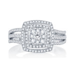 Shimmering Elegance: Yaffie Halo Diamond Bridal Ring in White Gold
