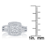 White Gold Halo Diamond Bridal Ring with 3/4ct Total Diamond Weight by Yaffie
