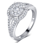 Yaffie Delicate White Gold and 7/8ct TDW Diamond Halo Engagement Band