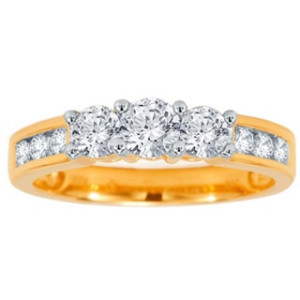 Yaffie Gold 1ct TDW 3-Diamond Love Promise Ring