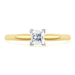 Gold Yaffie Princess-Cut Solitaire Diamond Engagement with 1/4ct TDW