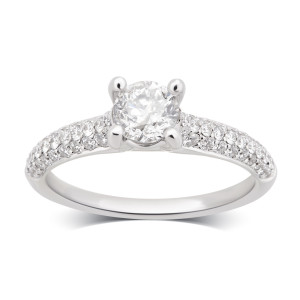 White Gold Diamond Engagement Ring by Yaffie - 1 1/2ct TDW in G-H/SI-I1, Delivered in a Sparkling Box
