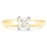 White and Gold 1.00ct TDW Princess Diamond Engagement Ring - Custom Made By Yaffie™
