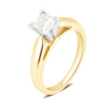 White and Gold 1.00ct TDW Princess Diamond Engagement Ring - Custom Made By Yaffie™