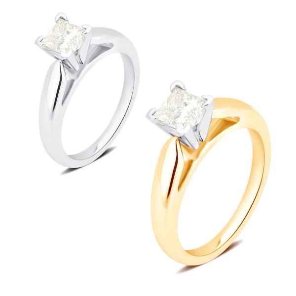 Experience Timeless Love with Yaffie White and Gold Princess Engagement Ring, Adorned with 1.00ct TDW Diamonds.