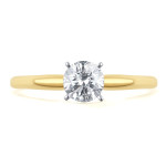 Golden-White Sparkle: 1/2ct TDW Round Diamond Engagement Ring by Yaffie
