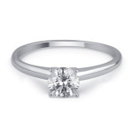 Gold Yaffie Engagement Ring with Round 1/4ct TDW Solitaire Diamond