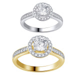 The Glittering Yaffie Diamond Halo Engagement Ring - White and Gold, 1 Carat Total Weight.
