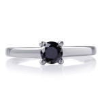 Yaffie Bespoke Sterling Silver Black Diamond Solitaire Ring with 1 1/2ct Total Diamond Weight – Tailor-Made for You!