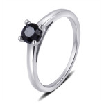 Yaffie Bespoke Sterling Silver Black Diamond Solitaire Ring with 1 1/2ct Total Diamond Weight – Tailor-Made for You!